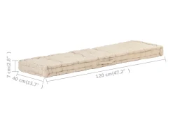 Cojín para palés algodón beige 120x40x7 cm