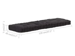 Cojín para palés algodón negro 120x40x7 cm