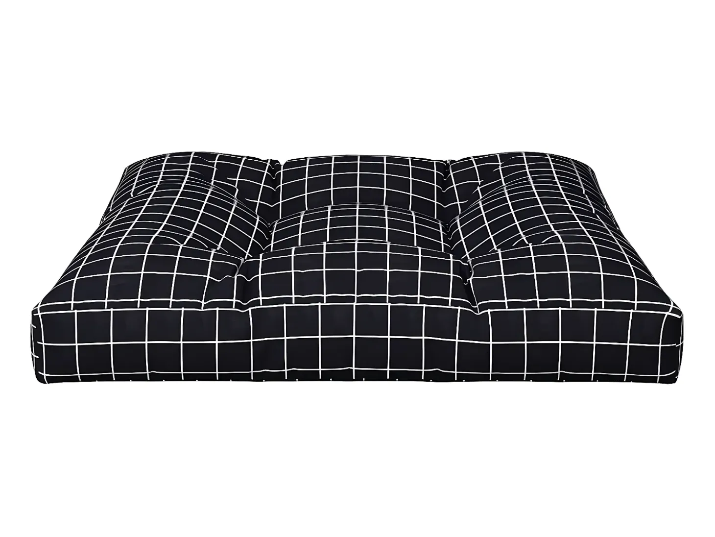 Cojín para palés tela a cuadros negro 80x80x12 cm ES991419