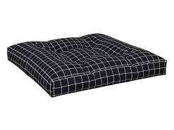 Cojín para palés tela a cuadros negro 80x80x12 cm ES991419