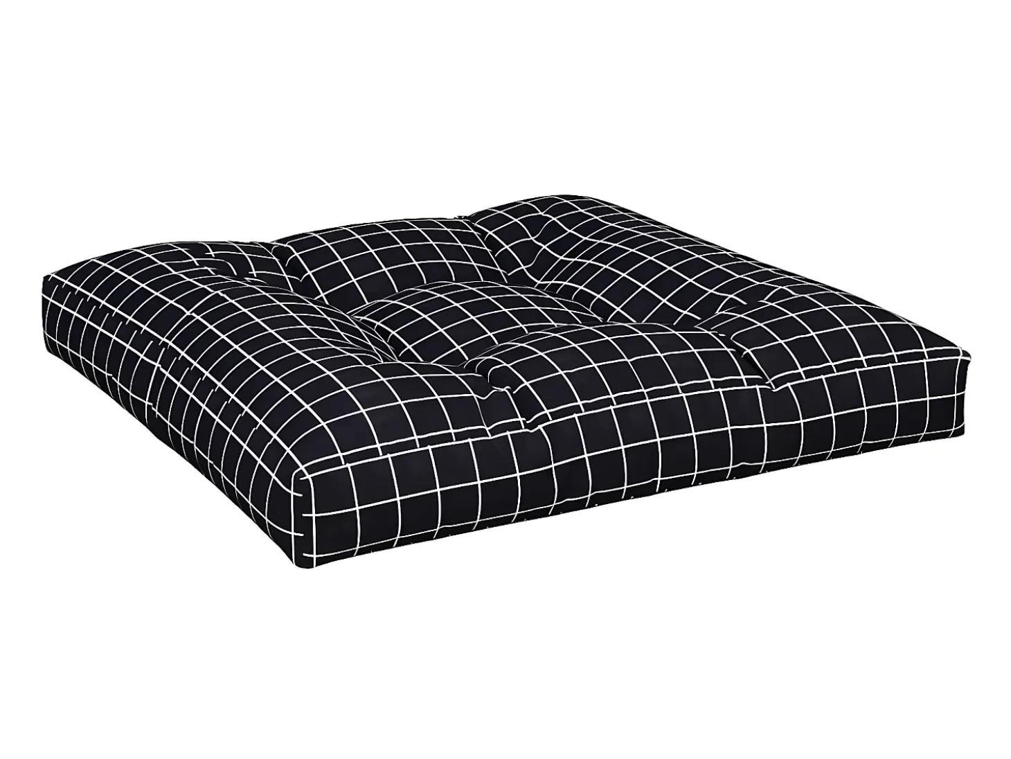 Cojín para palés tela a cuadros negro 80x80x12 cm ES991419