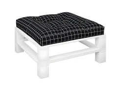 Cojín para palés tela a cuadros negro 80x80x12 cm ES991419