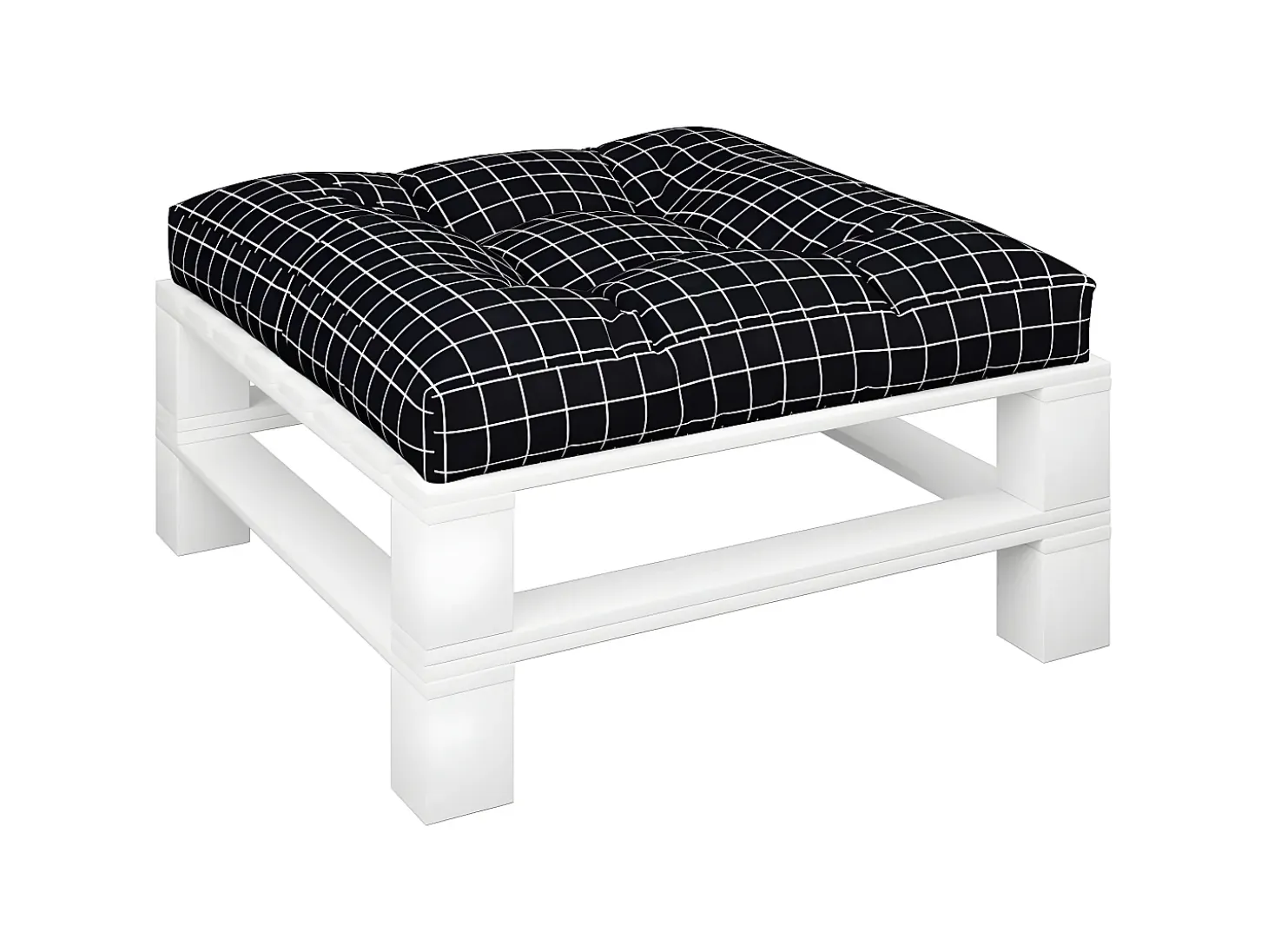 Cojín para palés tela a cuadros negro 80x80x12 cm ES991419