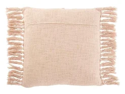 Cojín rectangular con borlas de algodón poliéster rosa de 70x52cm
