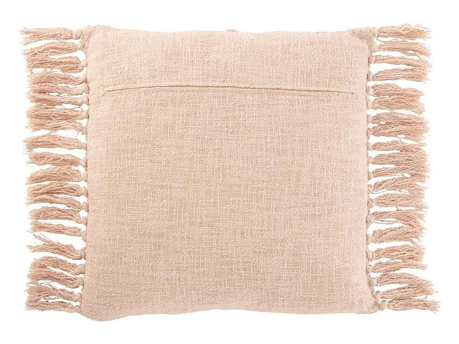Cojín rectangular con borlas de algodón poliéster rosa de 70x52cm
