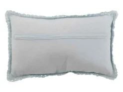 Cojín rectangular con encajes de algodón azul 51 x 30 cm