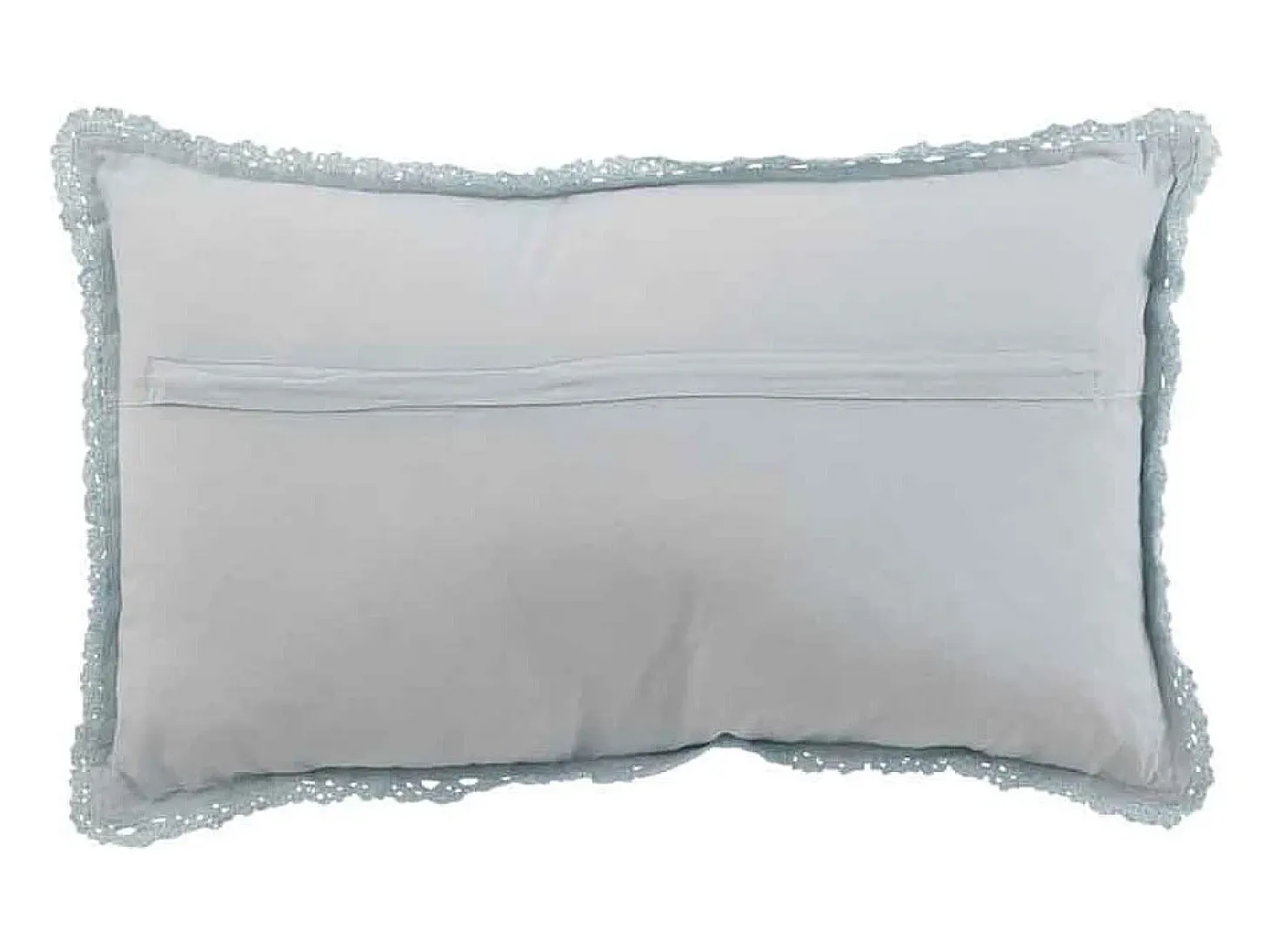 Cojín rectangular con encajes de algodón azul 51 x 30 cm