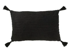 Cojín rectangular con solapas de algodón negro 60x40x12 cm