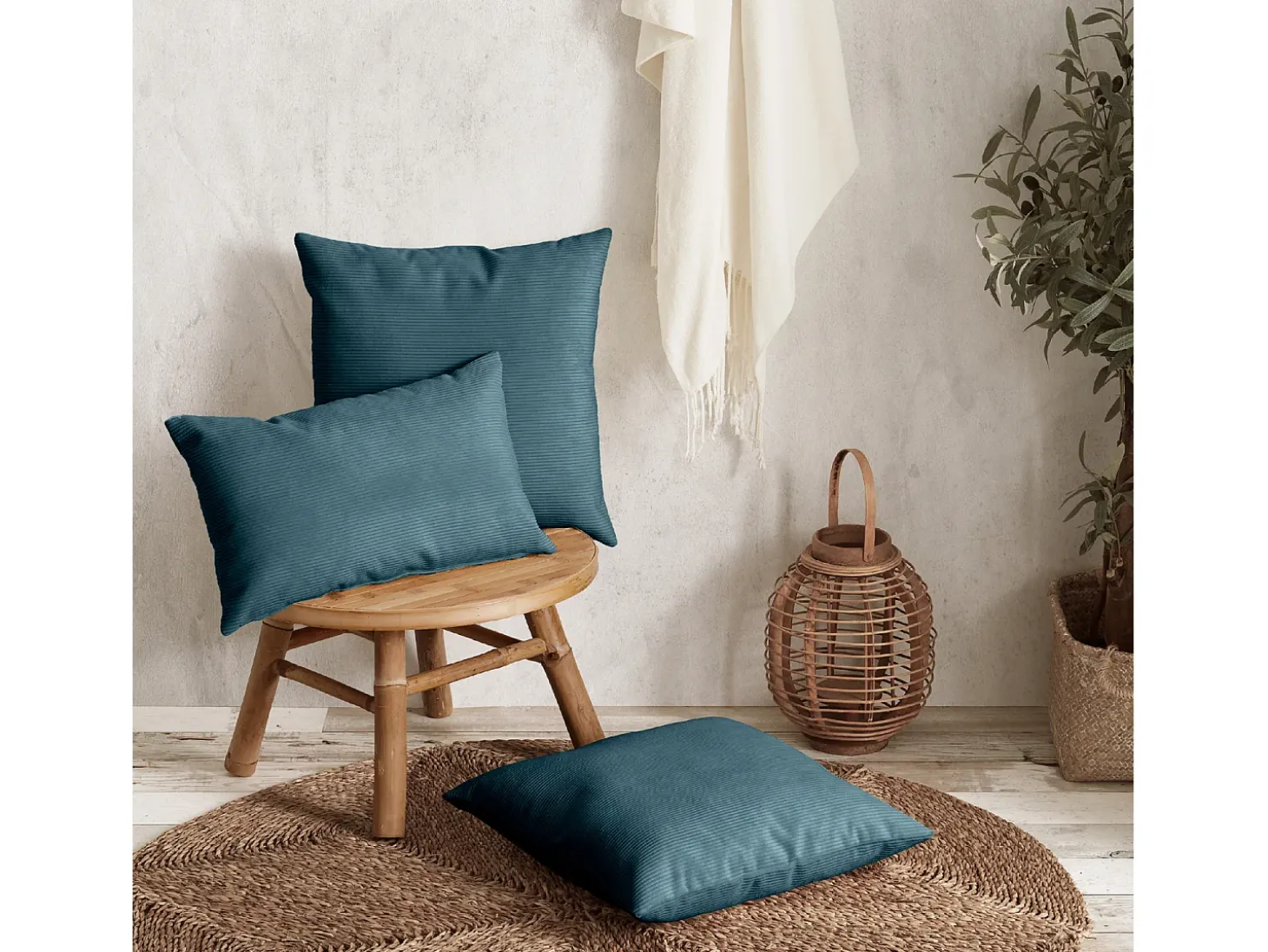 Cojín rectangular 30x50cm pana azul DUNE - SACASA