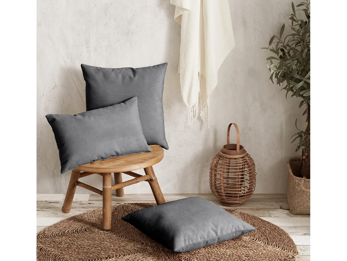 Cojín rectangular 30x50cm pana gris DUNE - SACASA