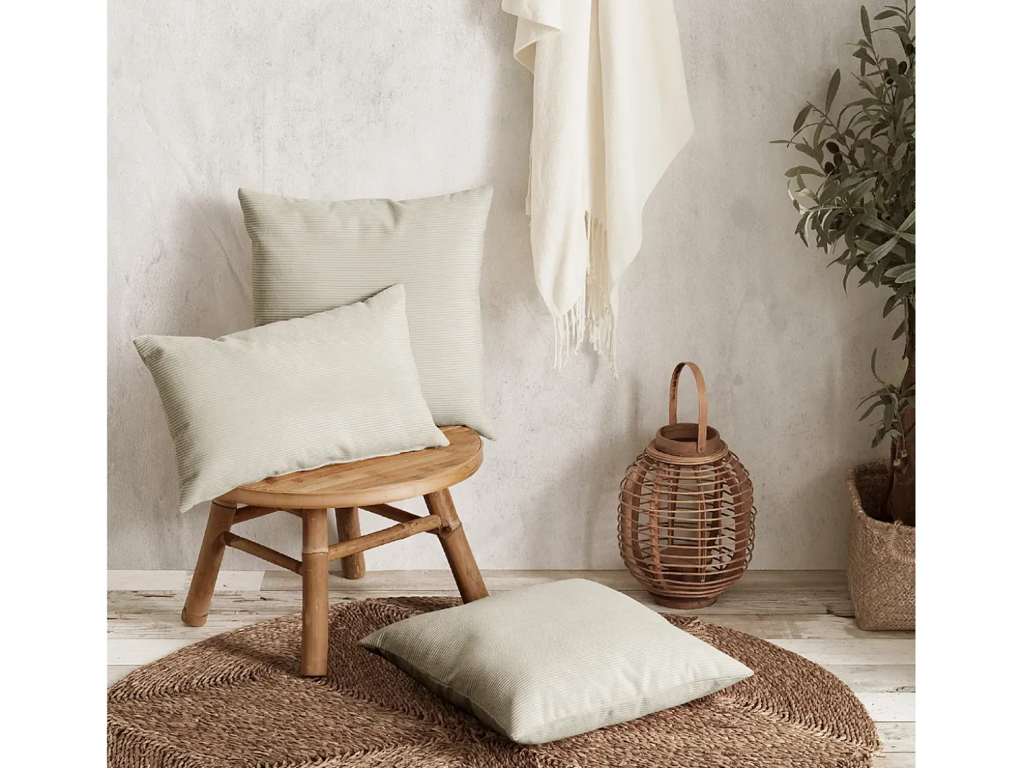 Cojín rectangular 30x50cm terciopelo beige DUNE - SACASA