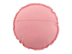 Cojín redondo con encaje de algodón rosa 38 x 38 cm