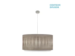 Colgante Con Pantalla Gris Madera Niquel Modelo Alexandra
