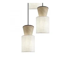 Colgante 5 luces modelo Aosta acabado beige/madera, 30cm(alto) 40cm(ancho) 40cm(fondo)