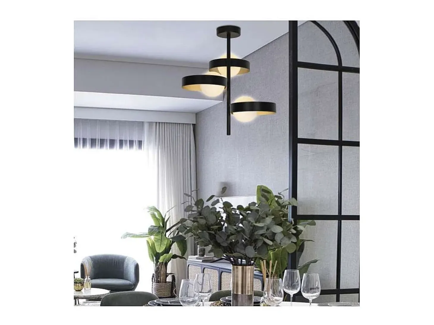 Colgante 3 luces modelo Arianna acabado negro, 43cm(alto) 40cm(ancho) 40cm(largo)