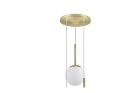 Colgante 3 luces modelo Portile acabado laton/blanco, 35cm(alto) 35cm(ancho) 36cm(fondo)