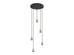 Colgante 5 luces,modelo Acebuche acabado negro/cuero 40 cm(alto)9 cm(ancho)9 cm(largo)