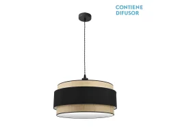 Colgante Natural/negro 3luces Modelo Kandy
