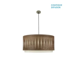 Colgante 3luces Modelo Alexandra Cuero/madera Oscura