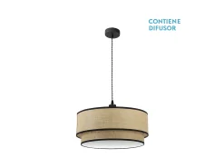Colgante Roque 3 Luces Color Natural/negro Regulable