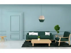 Colgante Trajano Verde-beig Con 3 Pantallas