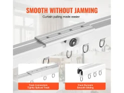 Conjunto de Rieles SucceBuy para Cortinas de Techo de 180cm, Separador de Habitación con Ganchos, Sistema de Cortina Corrediza para Separador de Habitación, Blanco