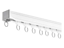Conjunto de Rieles SucceBuy para Cortinas de Techo de 180cm, Separador de Habitación con Ganchos, Sistema de Cortina Corrediza para Separador de Habitación, Blanco