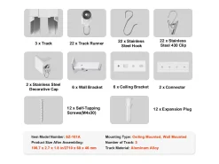 Conjunto de Rieles SucceBuy 270cm con Ganchos, Blanco, Sistema Corredizo para Cortinas, Montaje en Techo/en Pared para Salón, Dormitorio