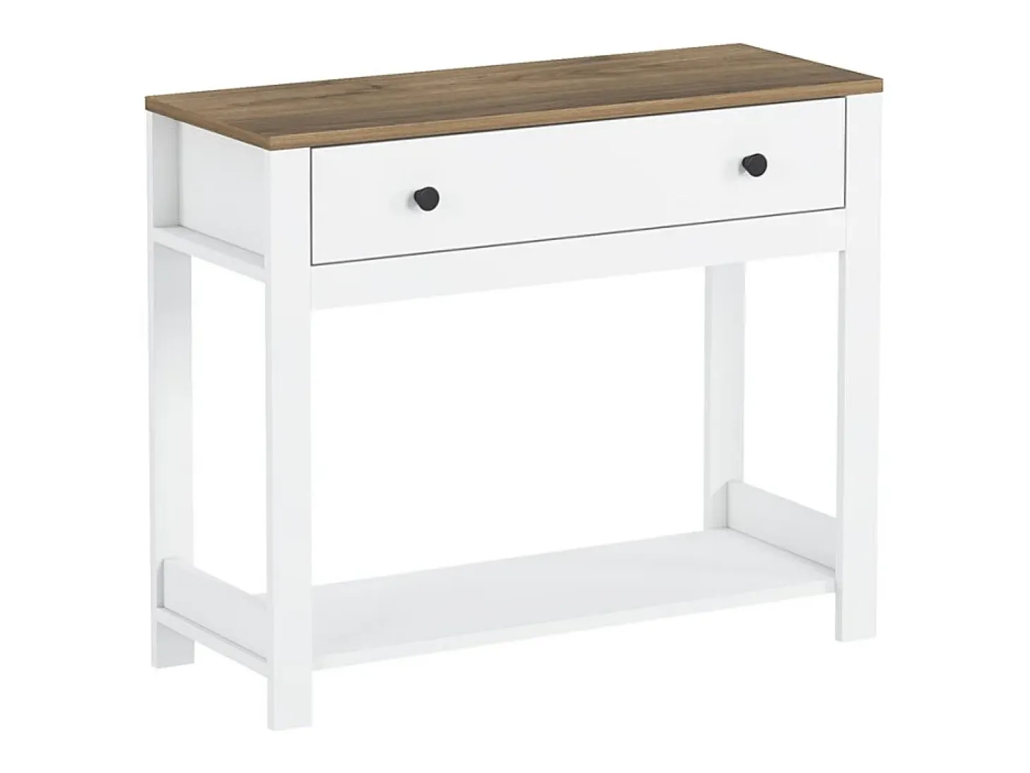 Consola para recibidor color blanco negro estilo clásico con cajón Corlay - Blanco