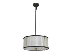 Corona Cylindrical 3 Light Pendel, Museum Brons