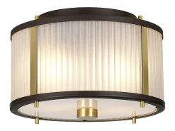 Corona Cylindrical 2 Light Pendel, Museum Brons, Frostat Glas