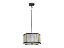 Corona Cylindrical 2 Light Pendel, Museum Brons, Frostat Glas