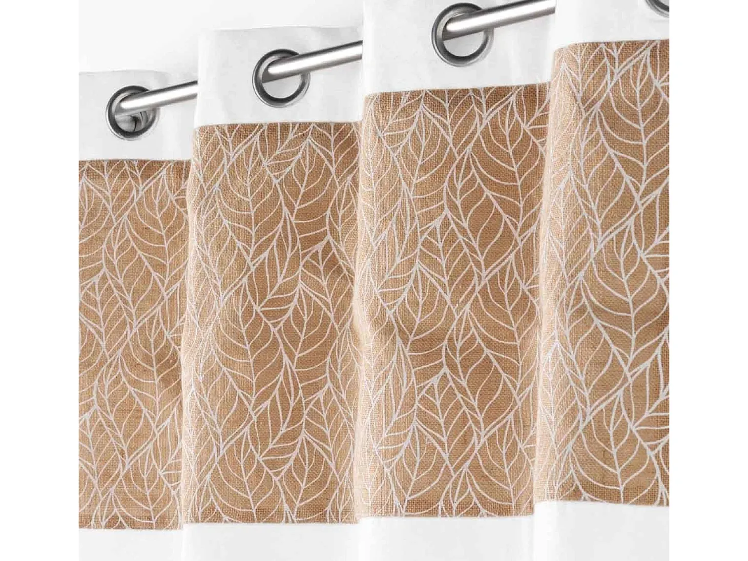Cortina bi material con lona de yute estampada 140 x 240 cm