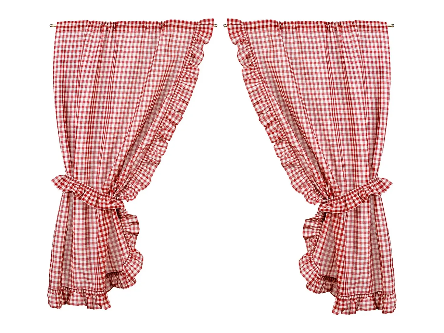 Cortina Bonne femme a cuadros vichy rojos y blancos 75 x 160 cm
