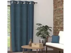 Cortina con ojales de algodón puro 135x250 cm PANAMA azul turquesa, de Soleil d'Ocre