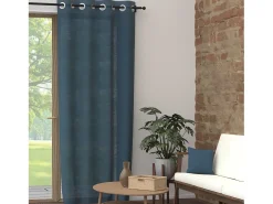 Cortina con ojales de algodón puro 135x300 cm PANAMA azul turquesa, por Soleil d'Ocre