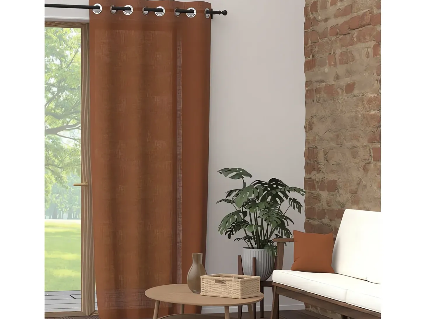 Cortina con ojales de algodón puro 135x300 cm PANAMA terra, por Soleil d'Ocre