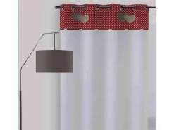 Cortina con ojales de algodón puro 130x250 cm LOVE rojo