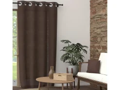 Cortina con ojales de algodón puro 135x250 cm PANAMA marrón, de Soleil d'Ocre