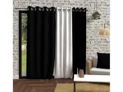 Cortina con ojales de microfibra lavados 135x250 cm BOHEME negro