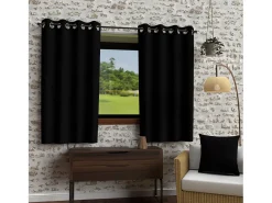 Cortina con ojales de microfibra lavada 135x180 cm BOHEME negro