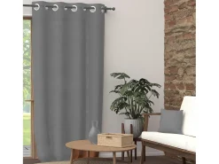 Cortina con ojales de puro algodón 135x300 cm PANAMA gris, por Soleil d'Ocre