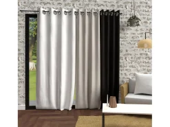 Cortina con ojales lavados de microfibra 135x250 BOHEME blanco