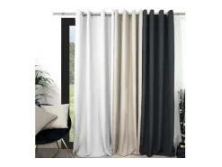 Cortina con ojales lavados de microfibra 135x250 BOHEME blanco