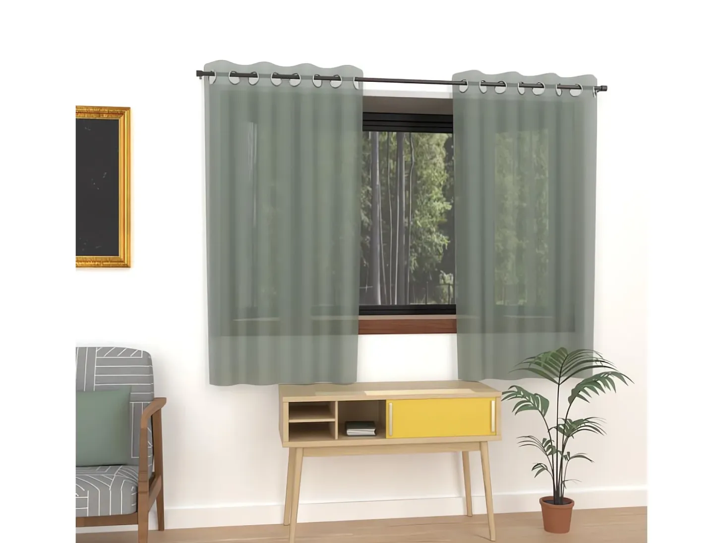 Cortina con ojales 135x180 cm ALIX verde, por Soleil d'ocre