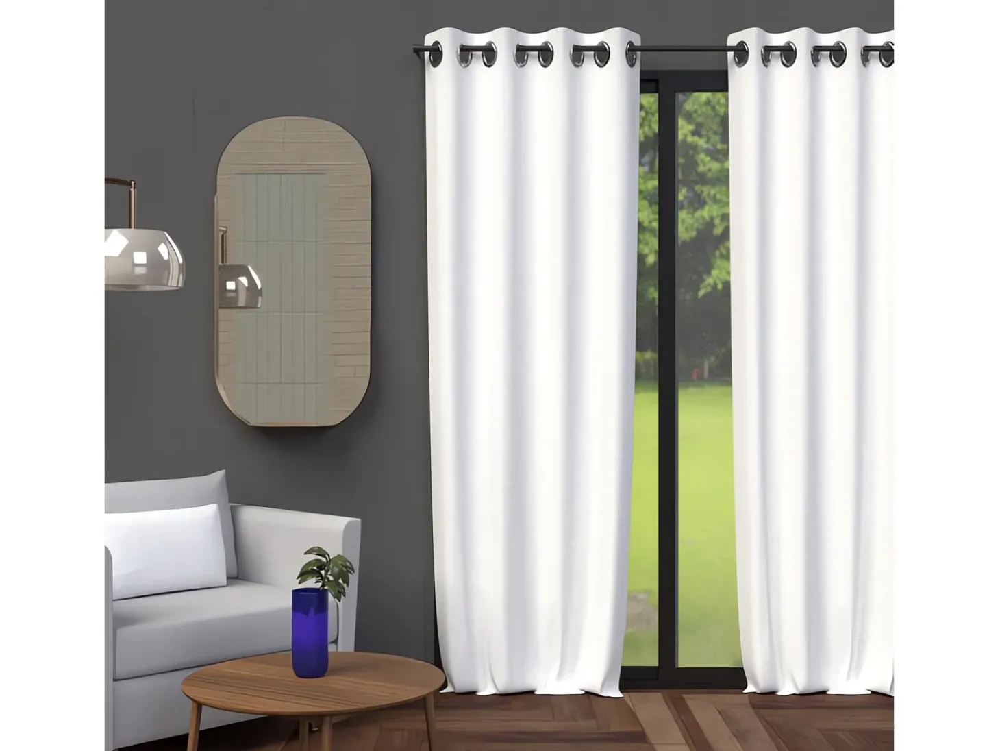 Cortina con ojales 135X250 cm BLACKOUT blanco