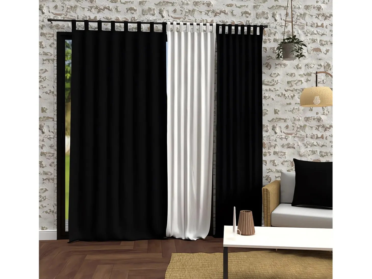 Cortina con patas de microfibra lavada 135x250 cm BOHEME negro