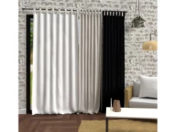 Cortina con patas de microfibra lavada 135x250 cm BOHEME blanco