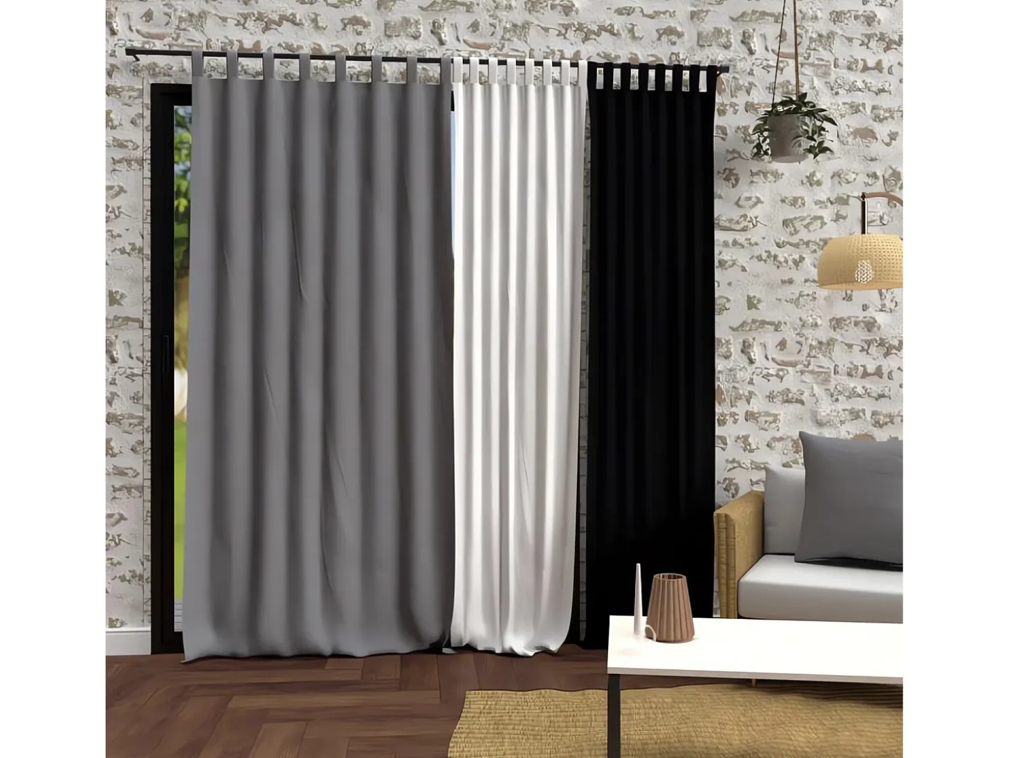 Cortina con patas en microfibra lavada 135x250 cm BOHEME gris