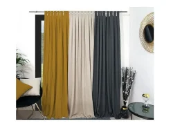 Cortina con patas lavadas de microfibra 135X250 cm mostaza BOHEME